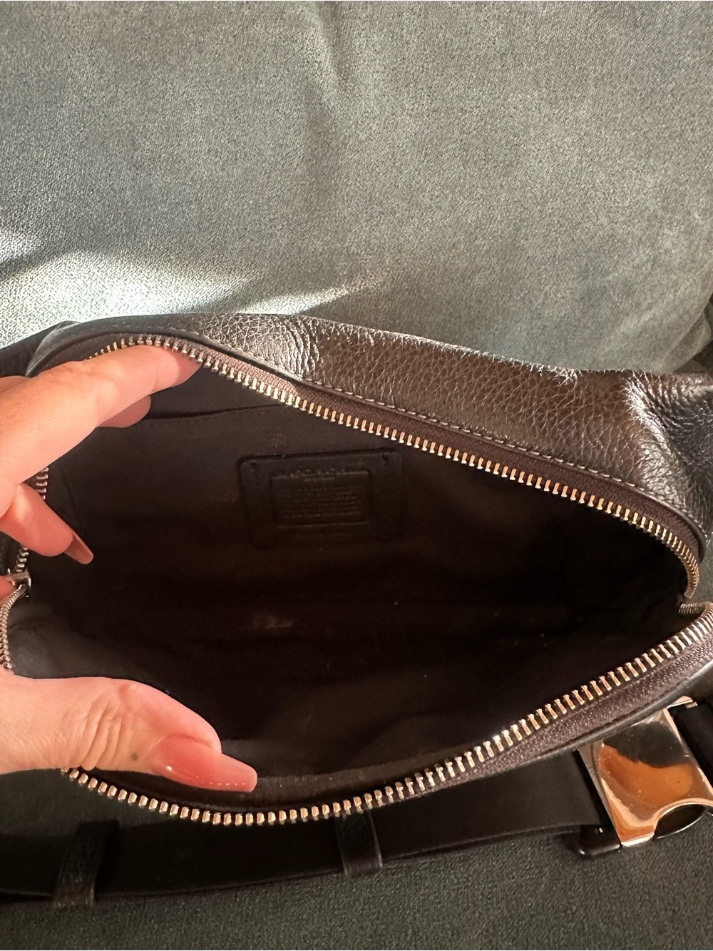 Coach Black Pebbled Leather Belt Bag with Round Coin Pouch - Picture 5 of 7